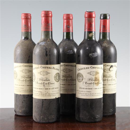 Five bottles of Chateau Cheval Blanc 1979, St. Emilion,